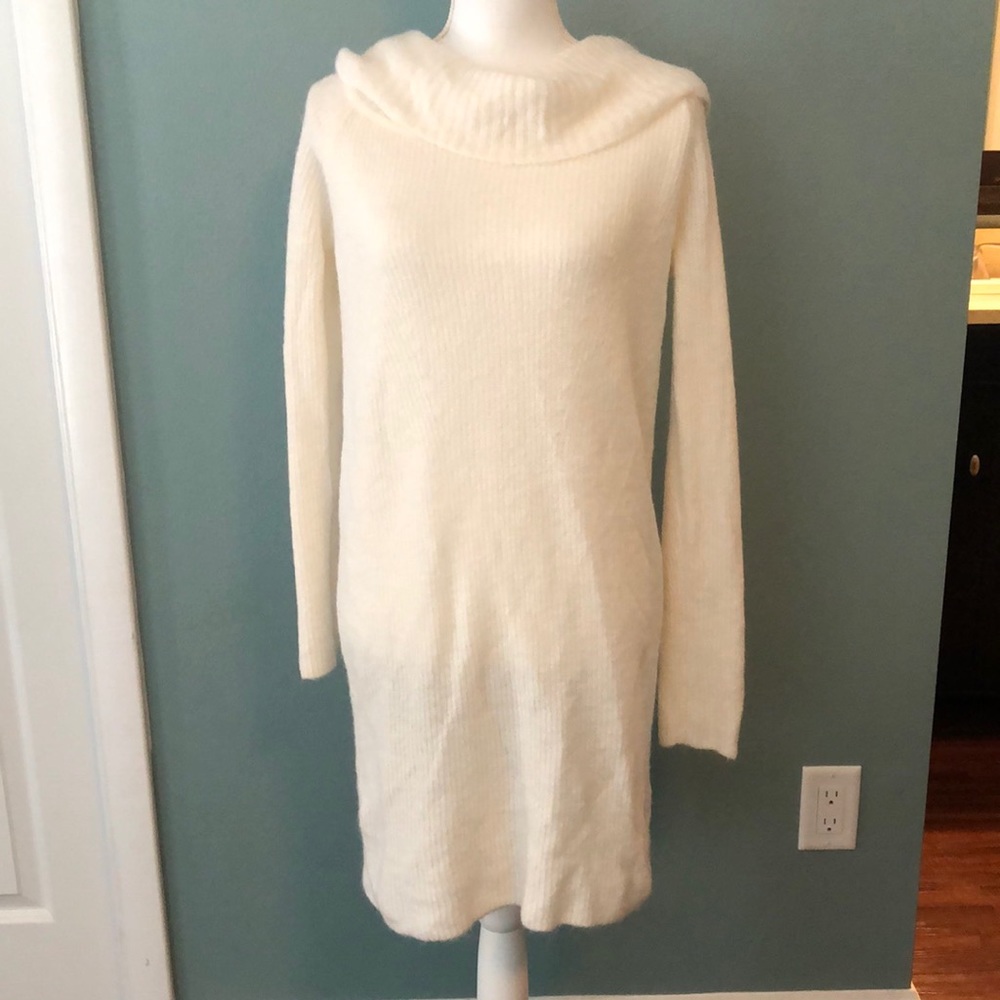 Long white sweater dress
